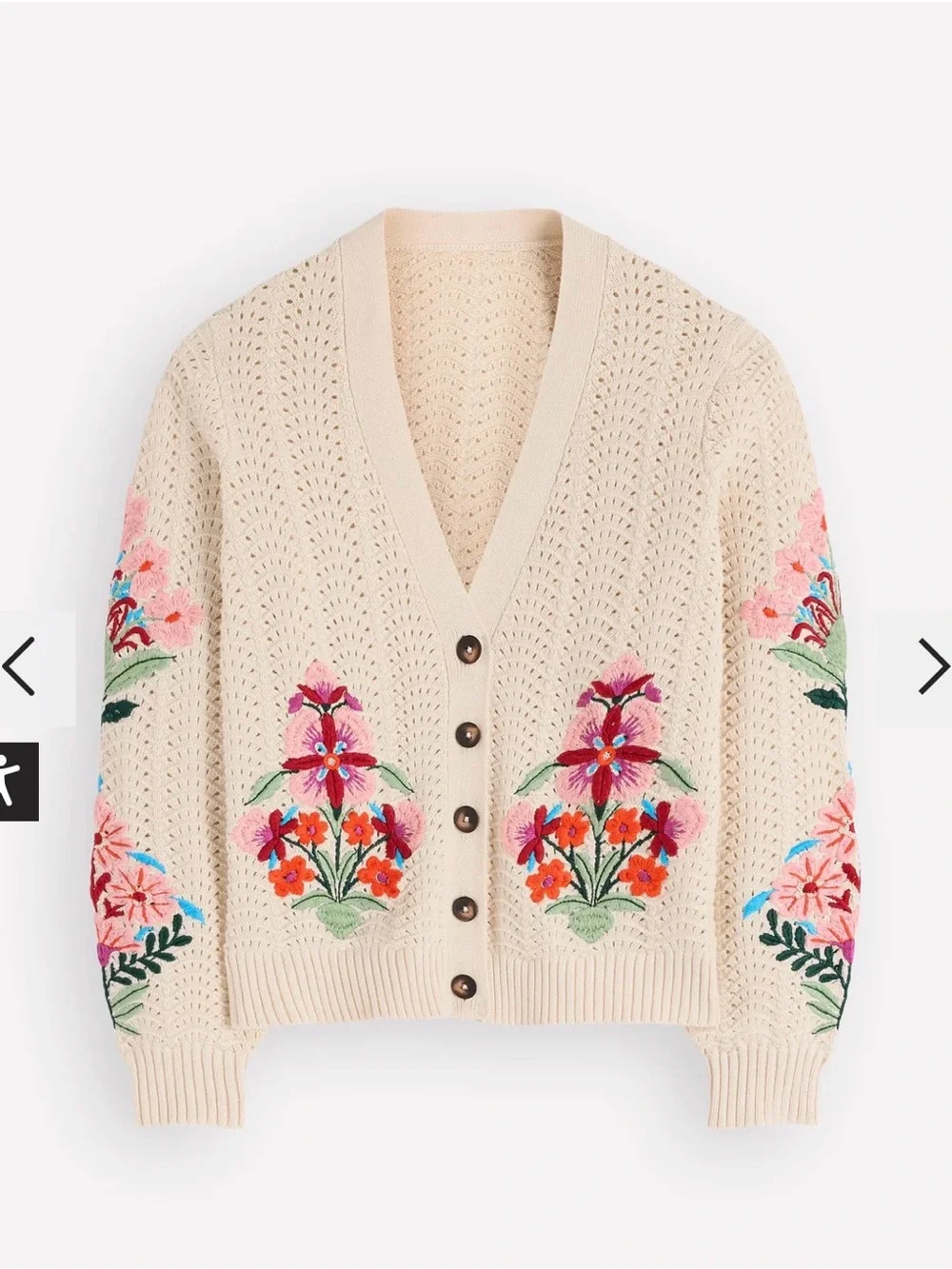 Boden Relaxed Cotton Stitch Cardigan
Ivory, Embroidery XL NWT - Picture 4 of 8